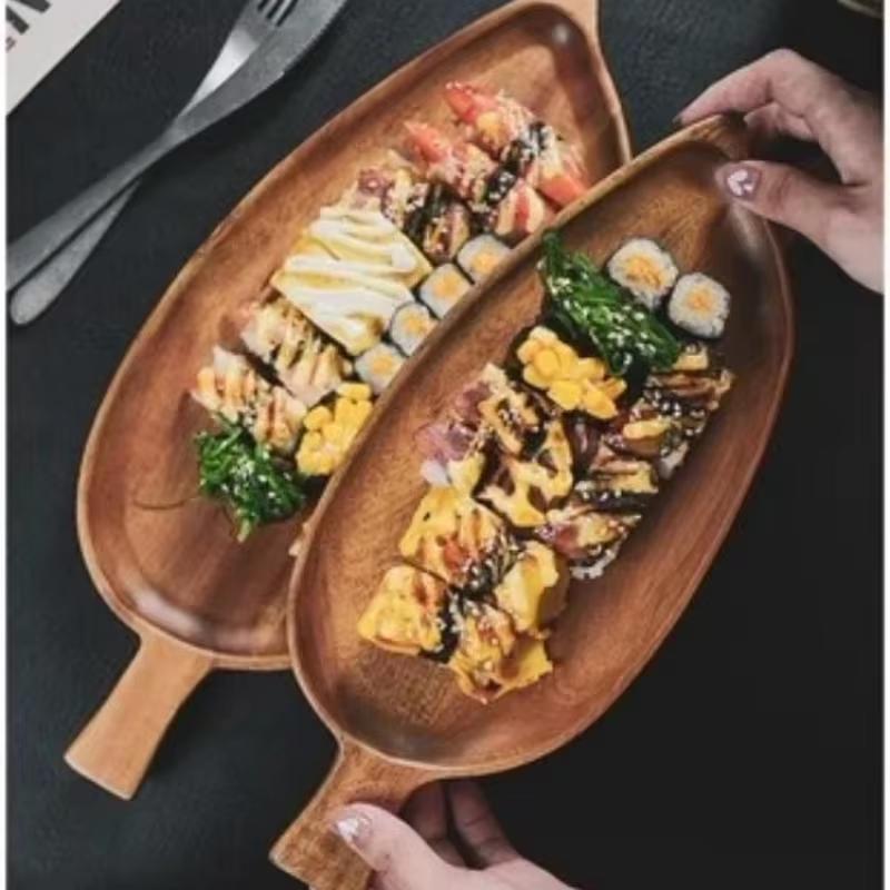 Drink Tray For Serving Food Wooden Tray With Handles Food Serving Trays Coffee Dessert Fruit Snack Breakfast Kitchen Free Ship