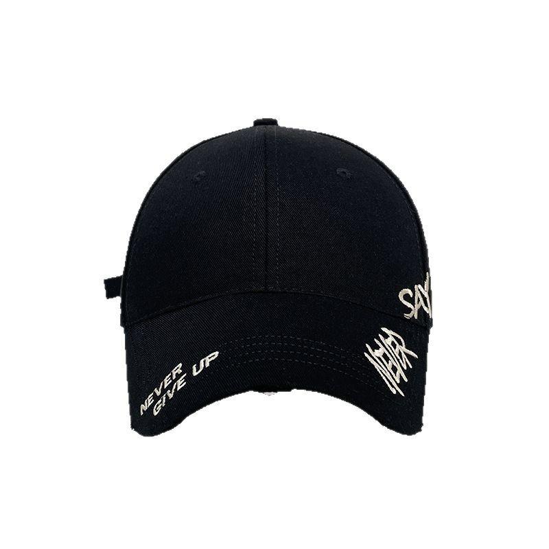 Hole Letter Embroidery Big Head Circumference Hard Top Baseball Cap Children Spring And Summer Wide Brim Sunshade Showing Face Small Peaked Cap