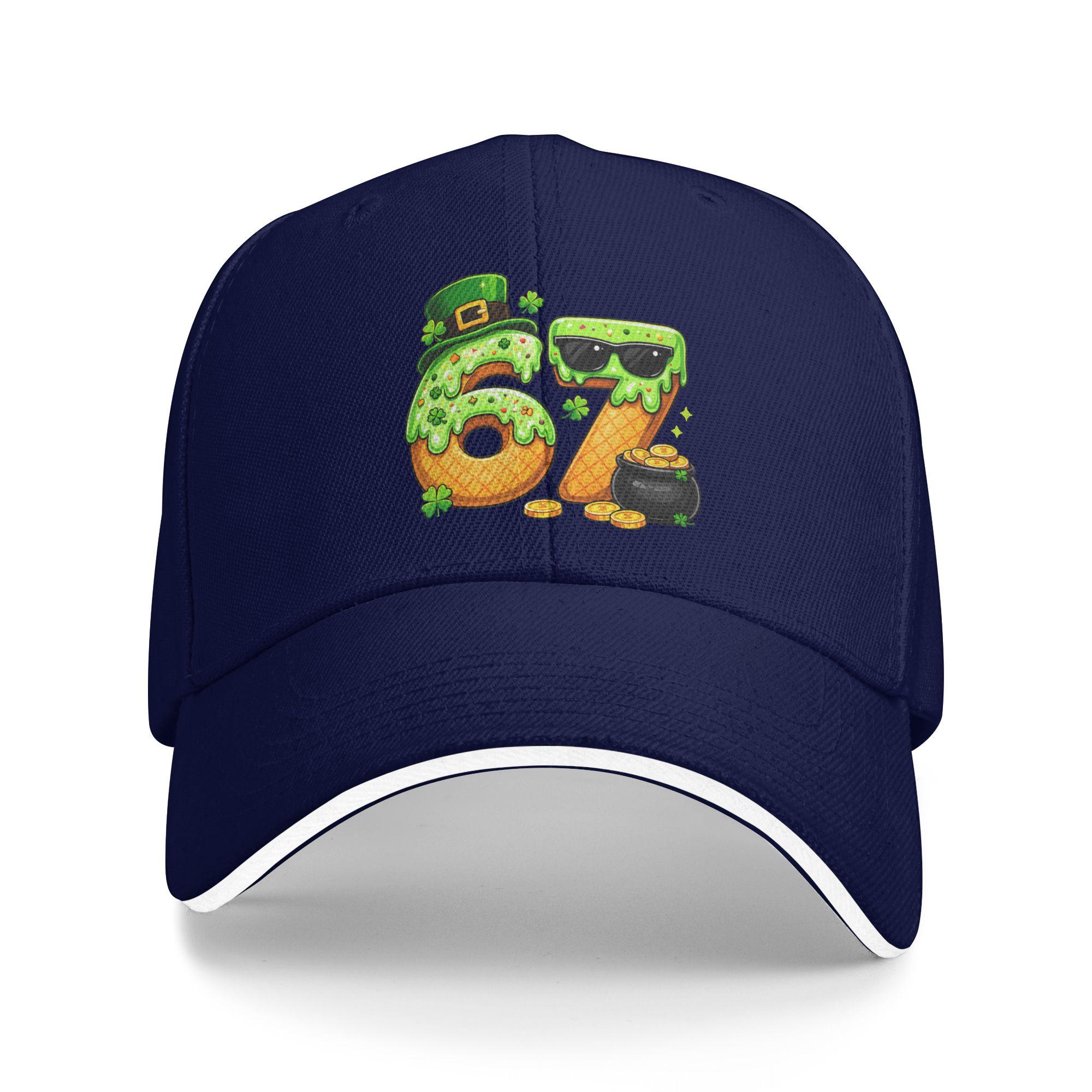 

Summer Boys St Patricks Day 6 7 Six Seven 67 Shamrock Baseball Cap Running Hippie Streetwear Print Trucker Hat Baseball Caps One Size темно-синього кольору