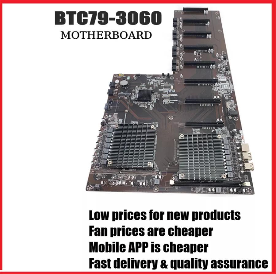 BTC79-3060 Mining Motherboard X79 Chip Dual 8 Card Slots, 65mm Pitch, Support 3060 RX570 Graphics Card LGA 2011CPU