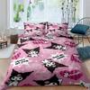 3D Printed Kuromi Cartoon Three-piece Bedding Set, Duvet Cover Set, Includes Pillowcases, No Filling.