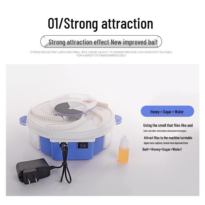 Rechargeable Automatic Fly Catcher with US Plug - Rotating Electronic Lure for Home and Restaurant Use