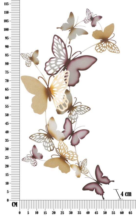 Schmetterlinge Wandpaneel Gold Bordeaux C Cm 59,5X4X111,5