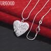 925 Sterling Silber Herzförmige Hohl Anhänger Halskette Modischer Hochzeitsschmuck