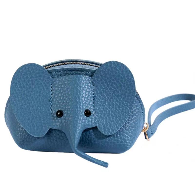 PU Leather Baby Elephant Coin Purse Women's Bag Pendant Creative Card Holder Storage Lipstick Envelope Zipper Money Bag