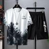 Men's 2022 Summer Gradient Tie-Dye Ice Silk Shorts Set