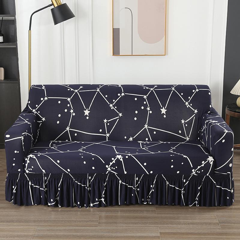 High Elastic Sofa Slipcover With Skirt Stretch Easy Fitted Armchair Sofa Cover for Living Room Furniture Protector Couch Cover