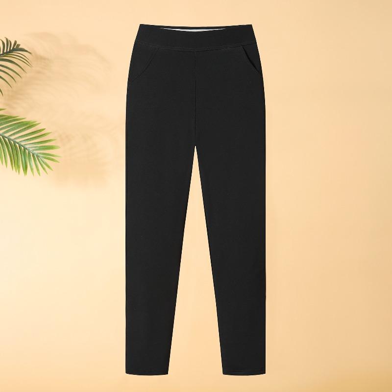 

Зимние черные леггинсы, женские для мам средней школы, с высокой талией и тонкие термобрюки, утолщенные и бархатистые универсальные брюки 5XL чёрный