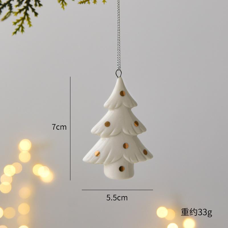 Mini Ceramic Four Tier Puff Christmas Tree Decoration Hanging for Christmas Halloween Thanksgiving Christmas Gift