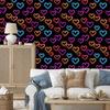 Neon Glitter Hearts Wallpaper Black, Rust and Plum 50x1000