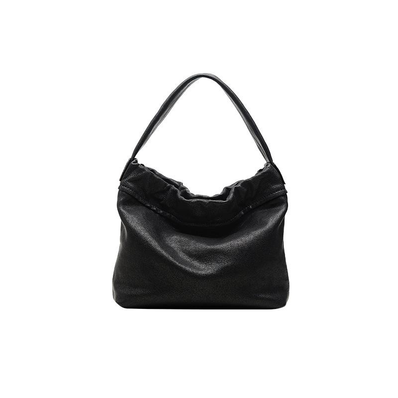 

Uniquely Designed Yunshu Series Hand-held Cloud Bag, Vegetable Tanned Leather Casual Crossbody Bag, Versatile Single Shoulder Small Handbag чёрный