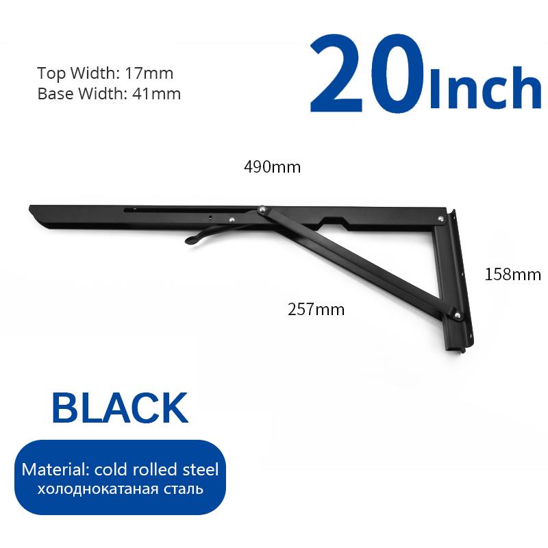 NAIERDI 2PCS 8-20inch Stainless Steel Folding Angle Bracket White Black Iron Triangle Wall Mount Bracket For Shelf Bench Table