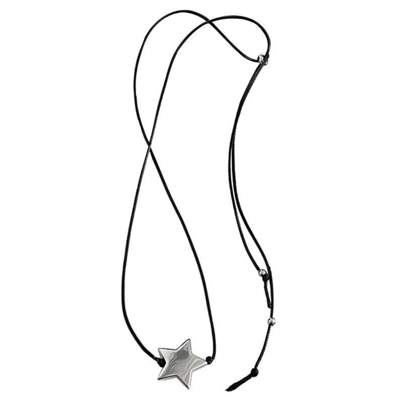 Metal Star Pendant Neckband Choker Collar Necklace Party Choker Adjustable Drawstring Necklace Fashion Y2K Jewelry