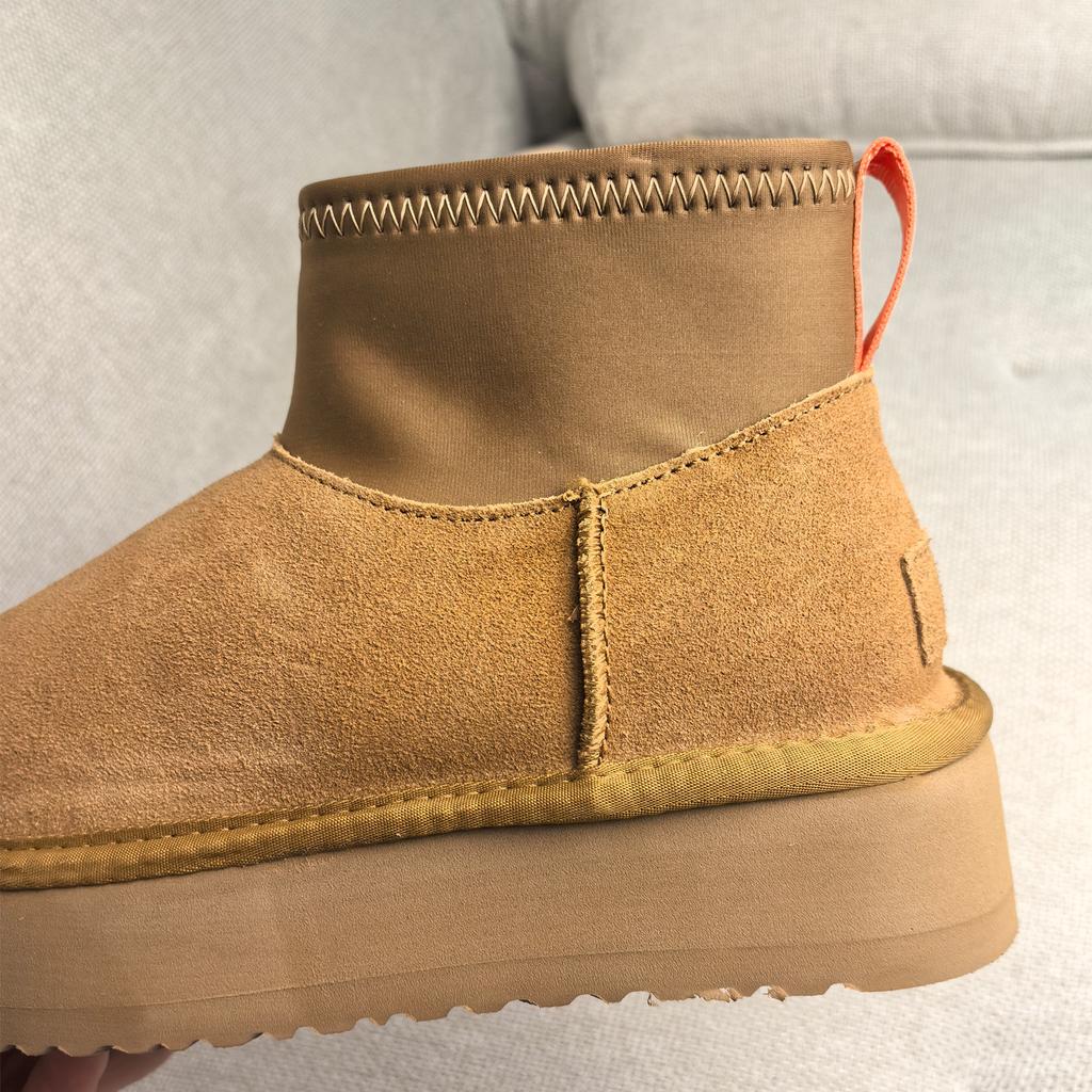 Elastic boots women's boots snow shoes women's platform snow boots women's winter velvet thickened cotton shoes real cowhide