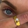 18K Gold PVD Plated 316L Stainless Steel Rings Finger Chunky Wedding Statement Jewelry Shell Freshwater Pearl Zircon Ring KTJ