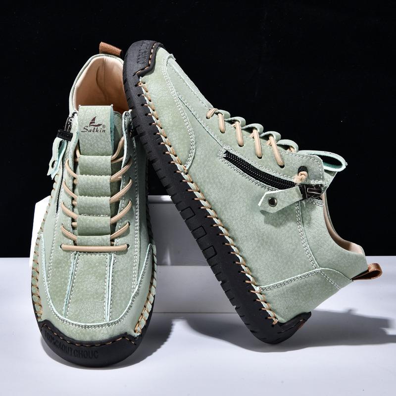 Autumn/Winter Men's Martin Boots, Mid- and Low-Top Casual Ankle Boots, British Style, Versatile Men's Casual Shoes with Side Zippers