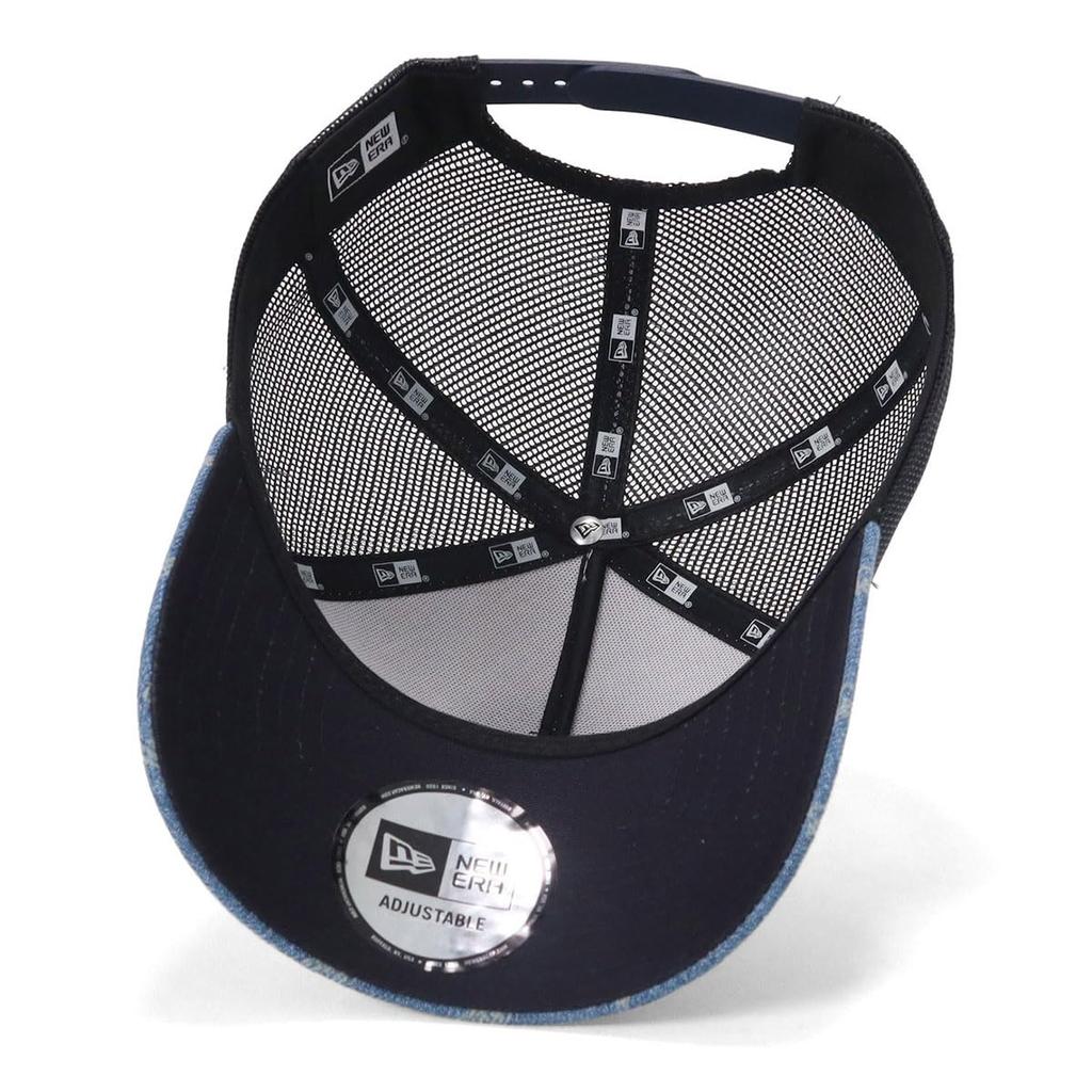 New Era Denim Monogram Classic Mesh Cap in Exclusive to 9Forty Trucker Denim Visor with Monogram Classic 9FORTYA-FRAME White/Washed Denim, ONSPOTZ.
