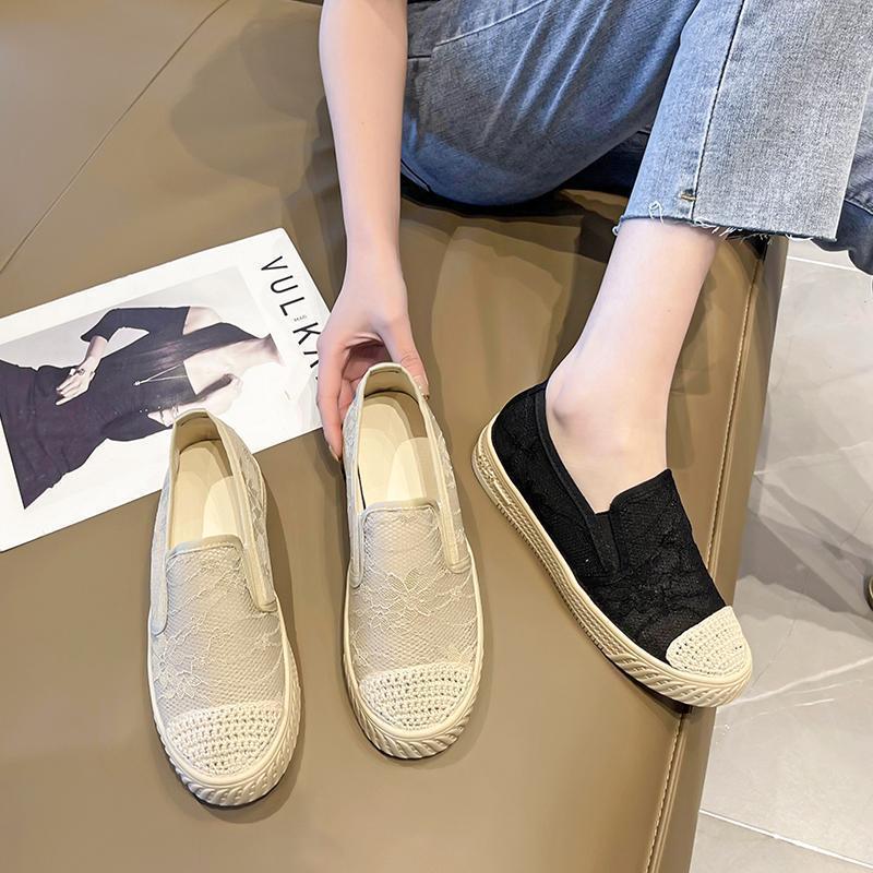 Shoes women's spring 2025 new lazy one-pedal soft-soled cloth shoes breathable mesh casual hollow single shoes