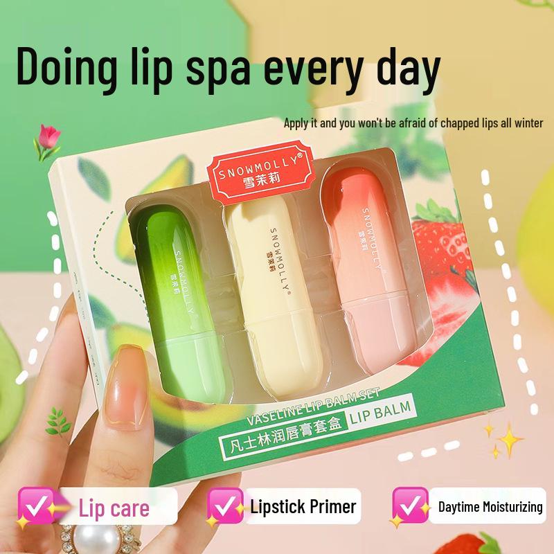 Snow Jasmine Lip Balm Set: Hydrating, Exfoliating, Moisturizing Primer that Nourishes and Fades Lip Lines, Perfect Gift Box