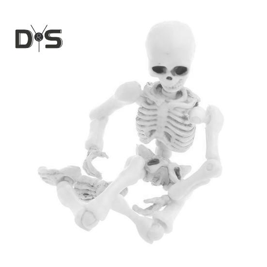 Halloween Skeleton Figurine Movable Joints Human Model Resin Skeleton Statue Sculpture Home Office Desktop Decoration Ornament