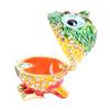 Owl Trinket Box Animal Jewelry Box for Rings Earrings Owl Figurine Home Decor Zinc Alloy Green Orange