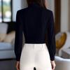 Women's Fashionable Color Lapel Long Sleeved Waist Cinched Business Casual Shirt Top