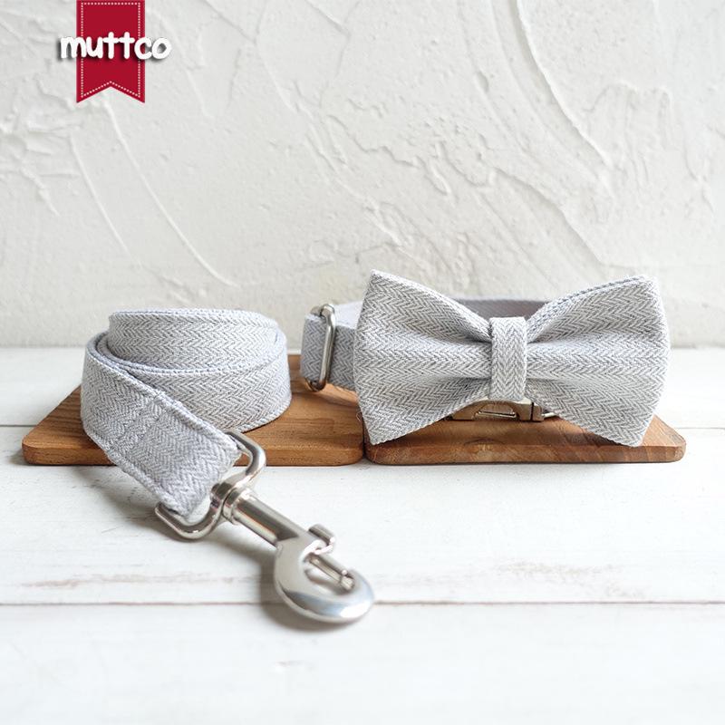 MUTTCO Simple Design Dog Leash and Bow Tie Set UDC-139 Large