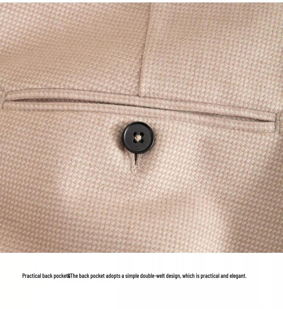 Men's High Waist Italian Gurkha Trousers - Business Formal Non-Iron Straight Leg with Paris Buckle