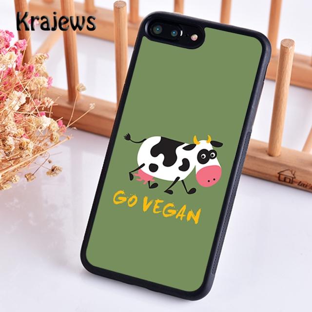 Krajews Vegan Vegetarian Cow Soft Phone Case Cover For IPhone 18 17 Air 16 15 14 plus 11 12 13 pro max Plus coque Fundas
