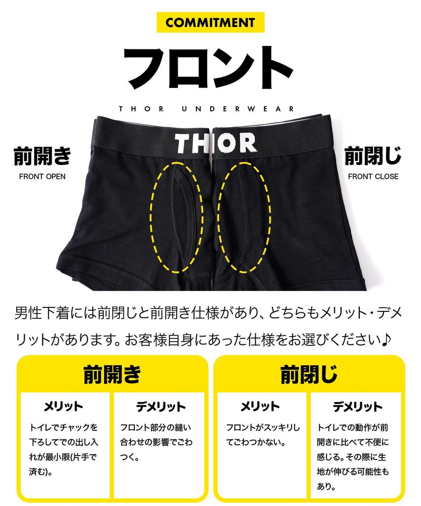 Thor Boxer Shorts for Size Black [Fieks] Men, Underwear, Stylish, Cool, L, (Front Closure)