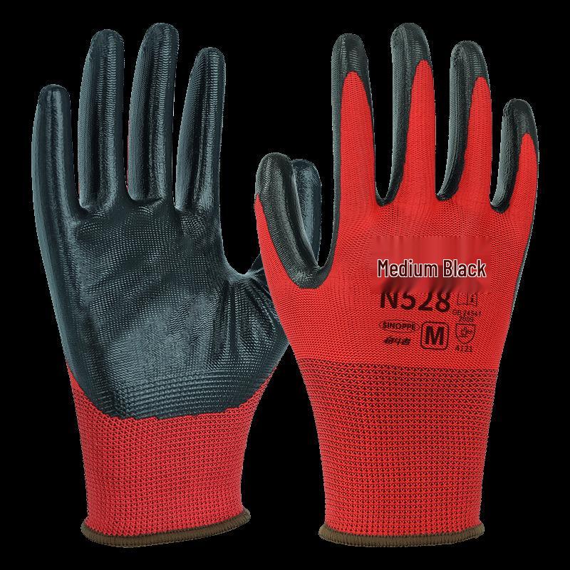 Xingyu Wear-resistant Anti-slip Nitrile Dipped Gloves for Labor Protection and Construction Maintenance. черный