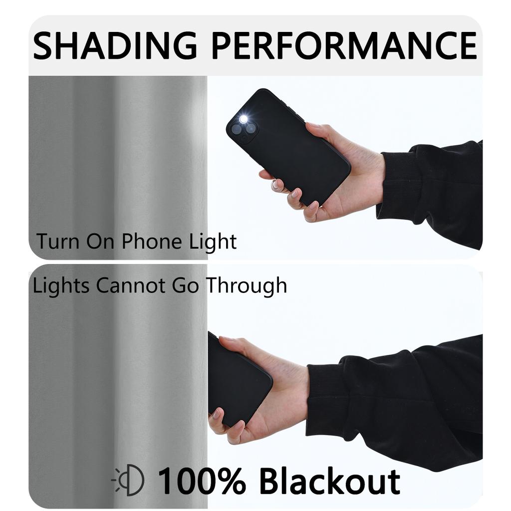 2pcs Modern 100% Blaclout Curtains with Rod Pocket, Window Curtains for Living Room, Bedroom, Kitchen, Bathroom, Home Decor