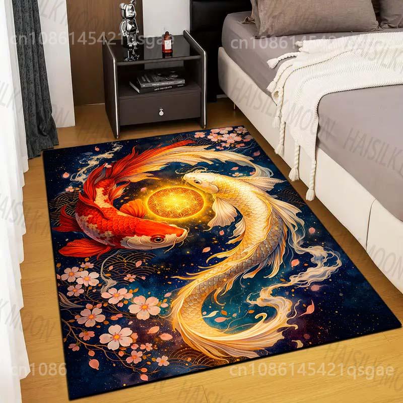 

Multiple sizes Red and white koi circling orb Carpet for Living Room Bedroom Sofa Home Decor Rug Non-slip Floor Mat Luxury Gift 40x60cm