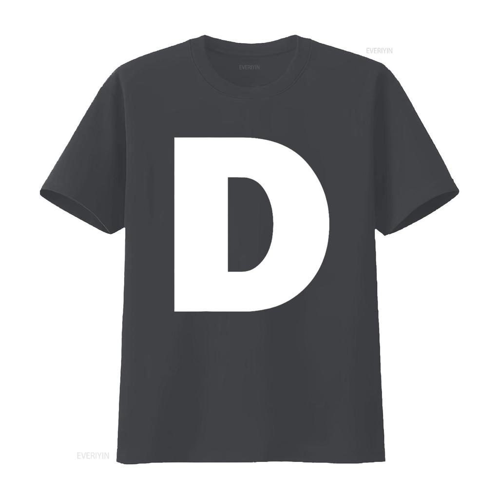 Letter D Capital Alphabet Monogram Initial T Shirt Vintage Washed Stylish Casual Soft Streetwear Slightly Breathable