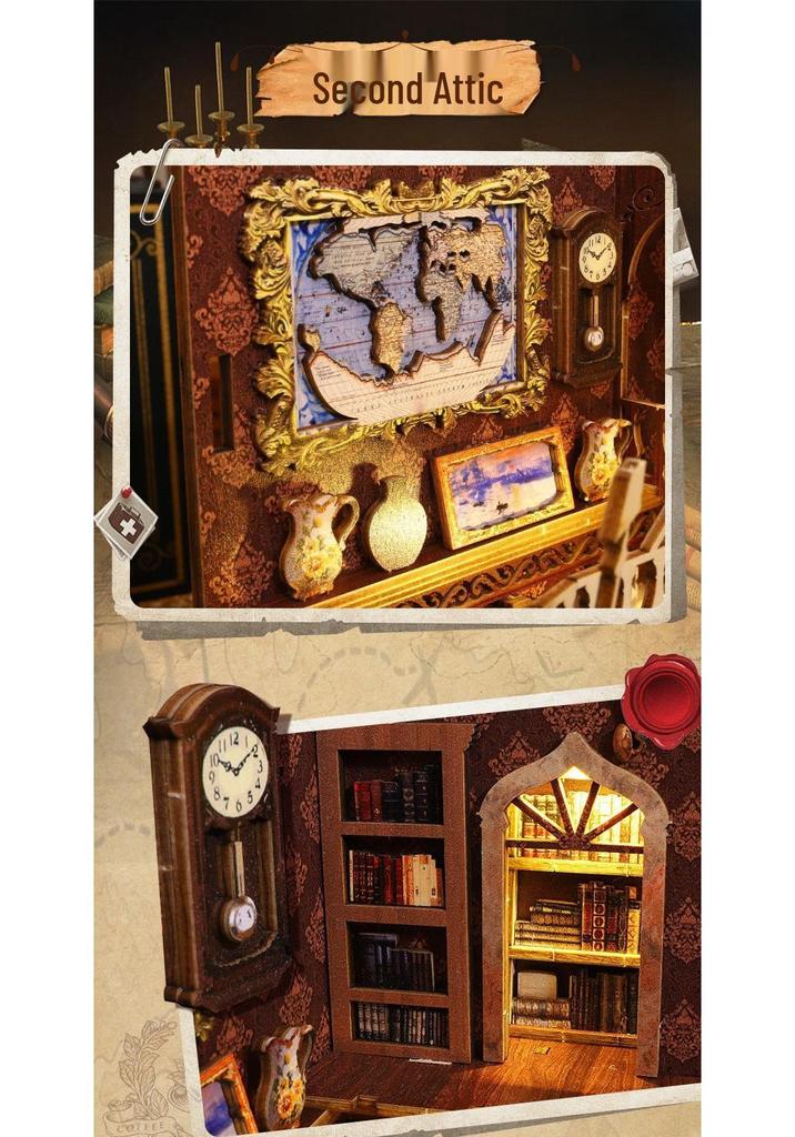 Handmade Retro 3D Stereoscopic Induction Light Book Holder Model