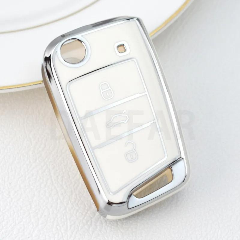 For VW Skoda Octavia A7 Fabia Leon Rapid Karoq SEAT Leon Ateca Ibiza Toledo Golf 7 T-cross POLO T-Roc Car Key Cover Case Holder