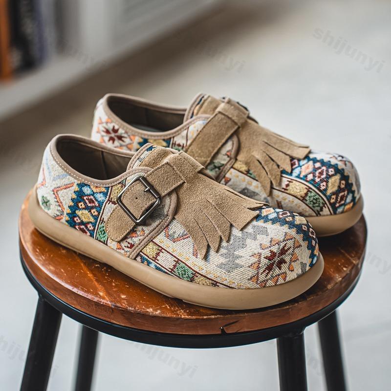 Mode 2025 Herr Casual Loafers Modetrend Tetro Nisch Tjock Sula Casual Platta Skor Slip on Bekväma Lätta canvas Sneakers