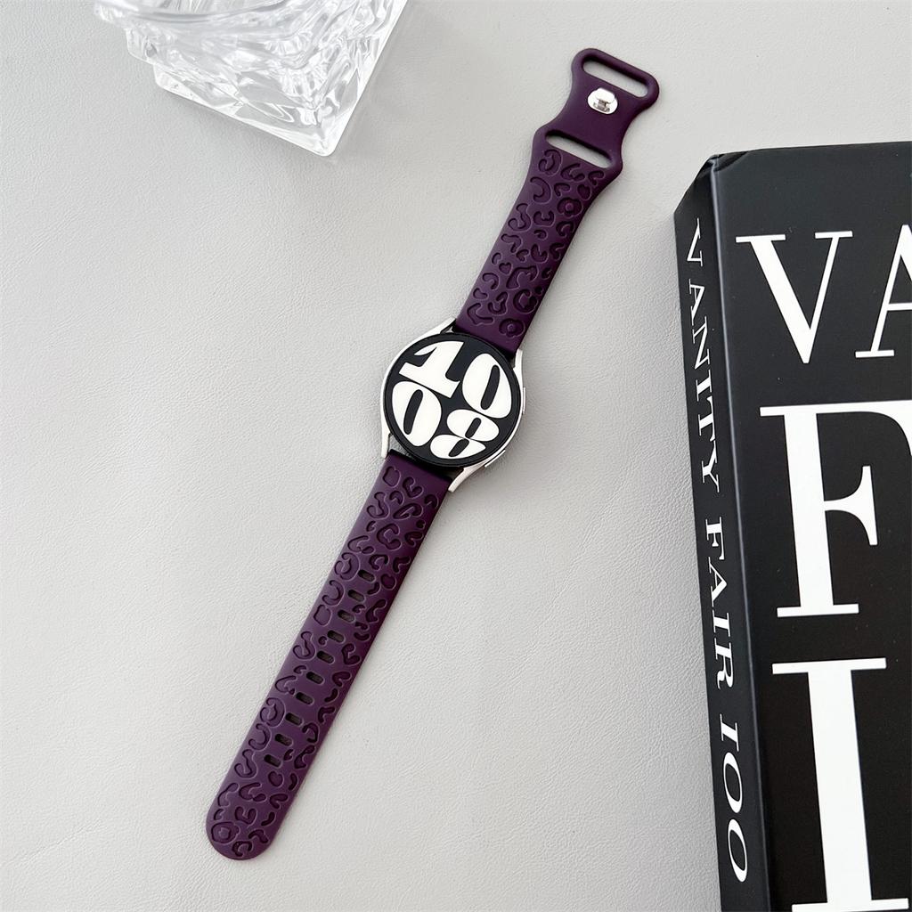 20mm 22mm Leopard Engraved Band for Samsung Galaxy Watch 6 5 4 40mm 44mm Gear S3 Silicone Cute Strap 6Classic 43mm 47mm Active 2