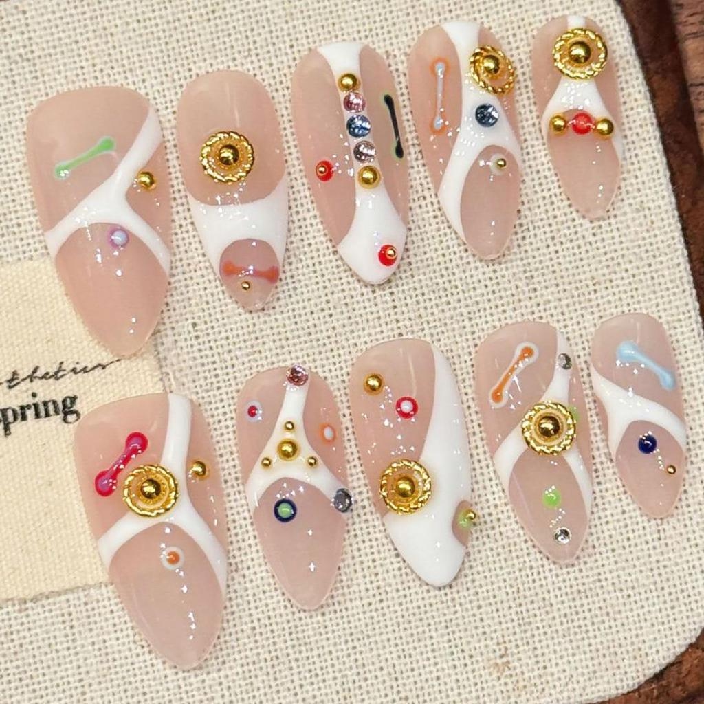 10pcs Hand Painted Gel Press Nails Beautiful Luxury Customized Design Handmade Press On Nails