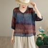 DIMANAF 2026 Summer New Plus Size Women Blouse Shirt Elegant Vintage Print Lady Tops T-Shirt Cotton Clothing