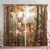 Set Of 2 American Elk Forest Decorative Curtains Uv Insulation Privacy Protection Retro Style Made Polyester