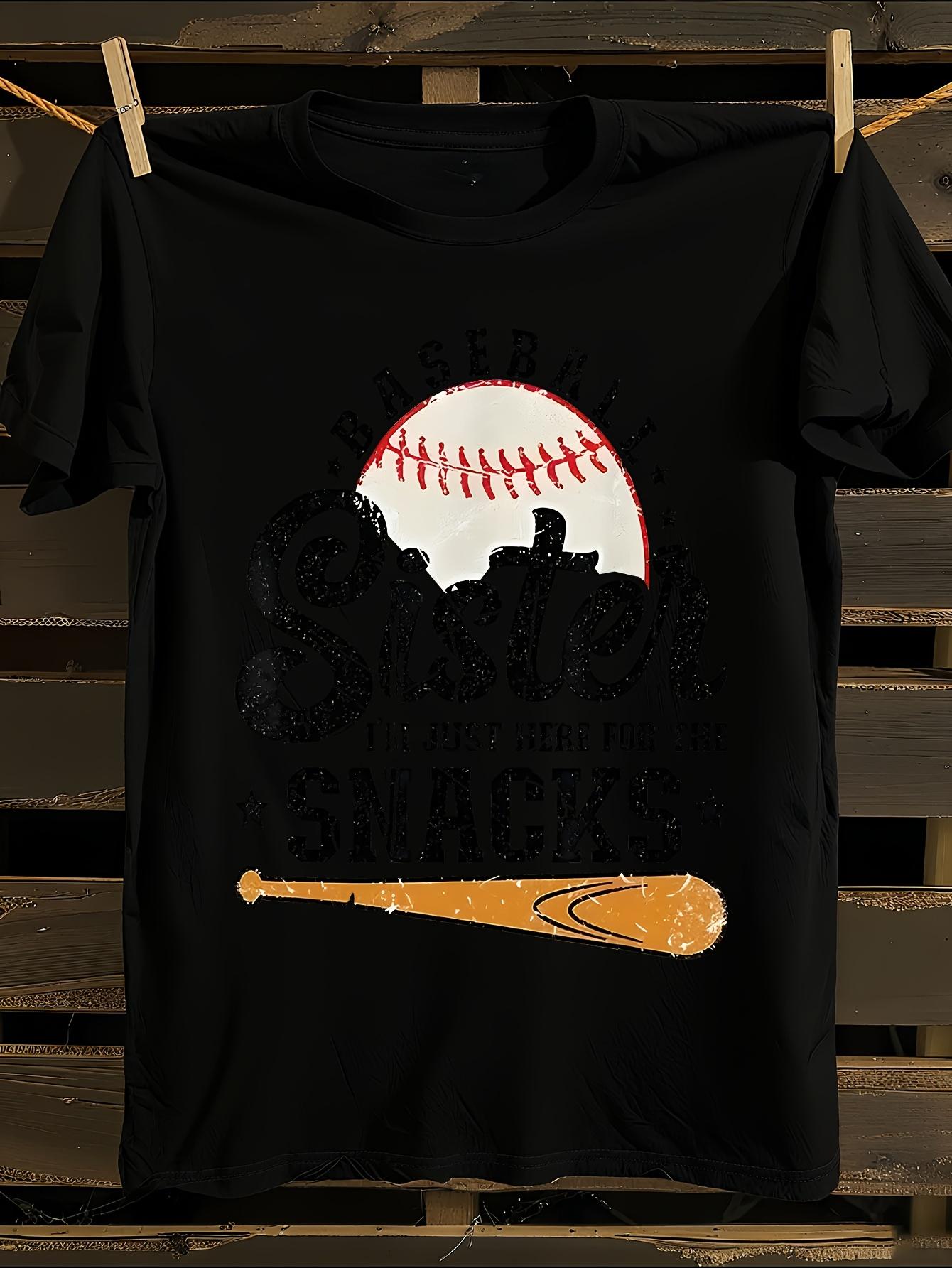 Baseball Sister I m Just Here for the Snacks Graphic Ts... L