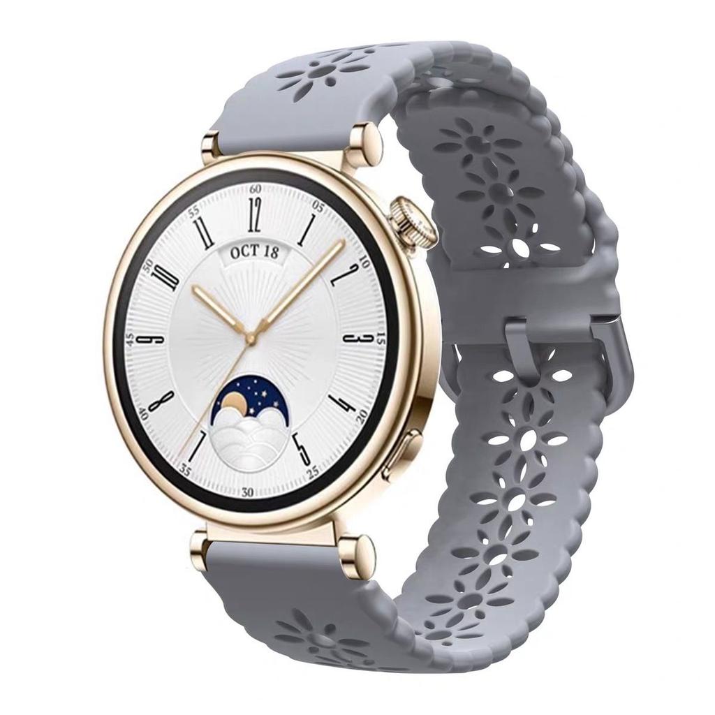 20mm 22mm Snowflake Pattern Hollow Silicone Replacement Strap for Sports Smart Watch Compatible with HUAWEI Watch Samsung Galaxy Watch Amazfit Watch