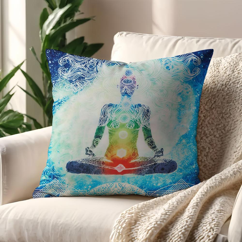 Lotus Seven Chakra Yoga Meditation cushion cover For Pillow Printing Sofa Decoration Home Car Room Shop Office Nordic Simplicity