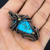 Irani Turquoise Gemstone Copper Wire Wrap Handmade Pendant Jewelry Gift For Love
