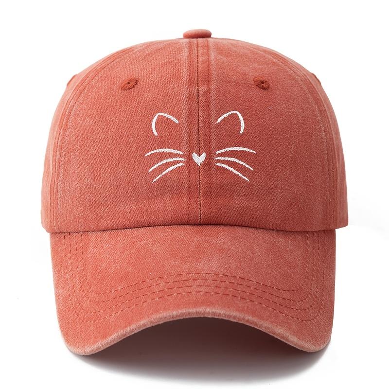 

Plain Cute Cat Embroidery Baseball Cap For Women And Men Fashion Curved Brim Summer Outdoor Sun Protection Hat Gifts оранжевый