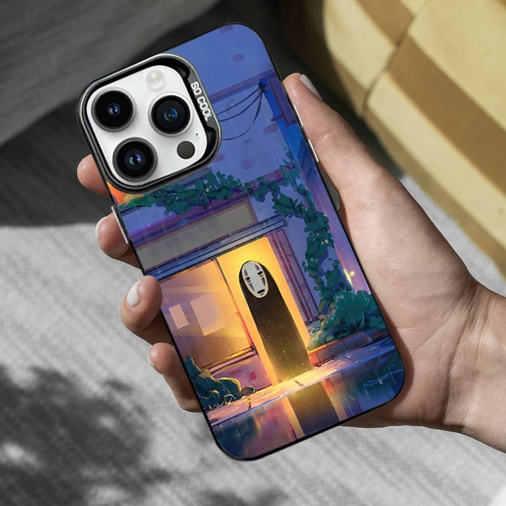 Ctue S-Spirited A-Away Anime Phone Case For iPhone 16,15,14,13,12,11,Mini,Pro,MAX Black Matte Shockproof Cover