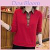 Autumn Plaid Patchwork Polo Shirt For Middle Aged Women Casual Office Wear
