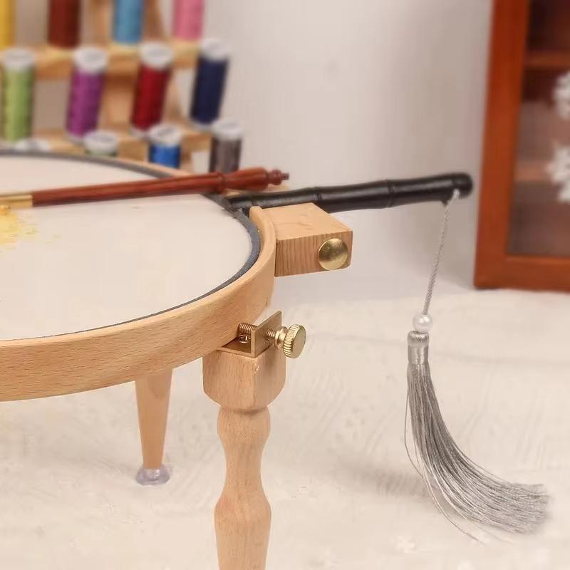 Einzelner Stickrahmen-Ständer aus Buchenholz mit PVC-Basis, 15,3 cm Bastelständer für Tisch-Sticken