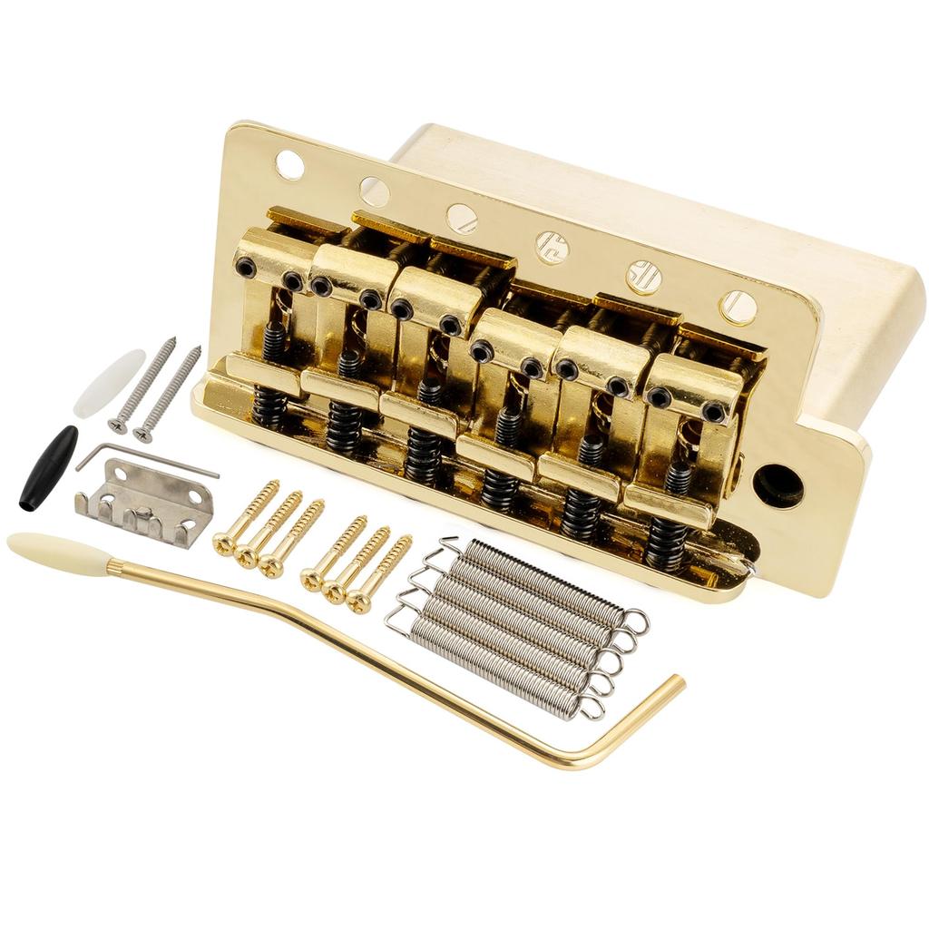 Musiclily Ultra Tremolo Bridge with Hardened Steel Pressed 42mm Brass and Insertable Tremolo Arm for American Vintage Strat Electric Guitars 10.5mm